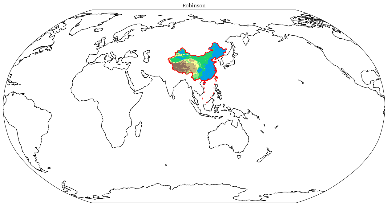 robinson投影下的中国地图